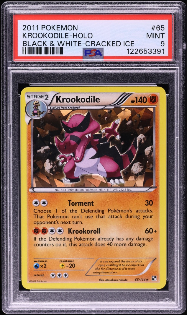 2011 Pokemon Black & White Cracked Ice Holo Krookodile #65 PSA 9 MINT