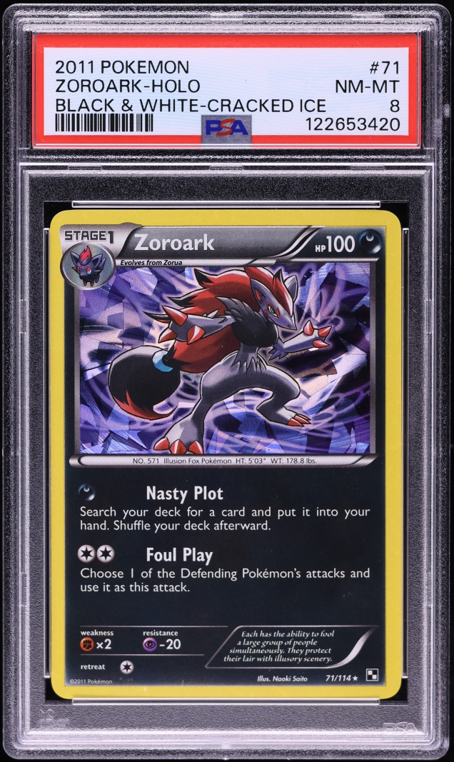 2011 Pokemon Black & White Cracked Ice Holo Zoroark #71 PSA 8 NM-MT