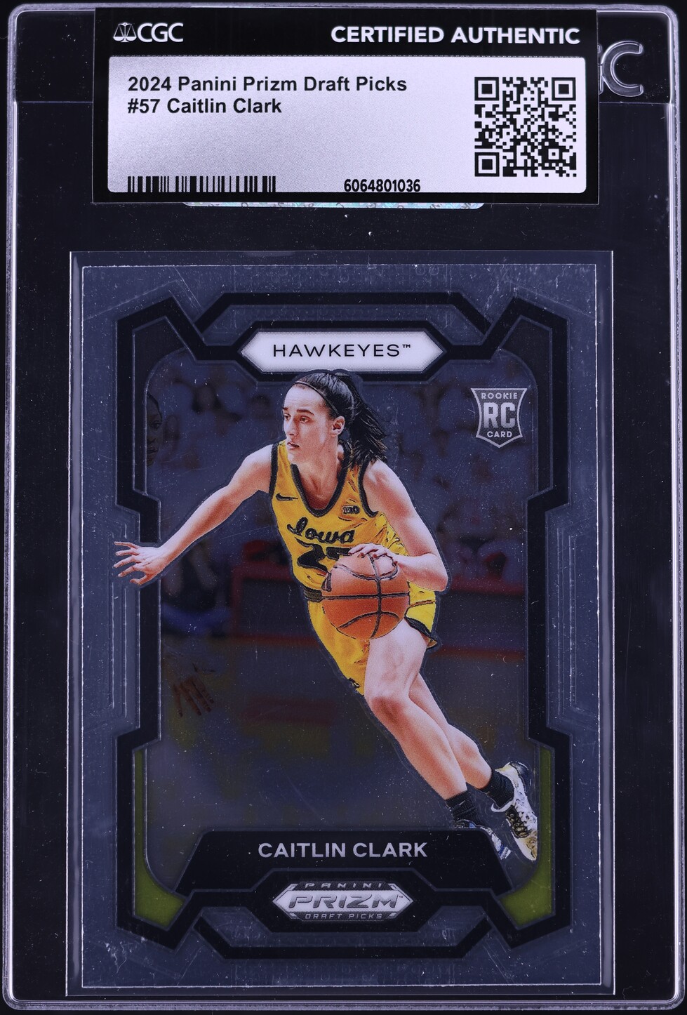2024 Panini Prizm Draft Picks Caitlin Clark ROOKIE #57 CGC AUTH