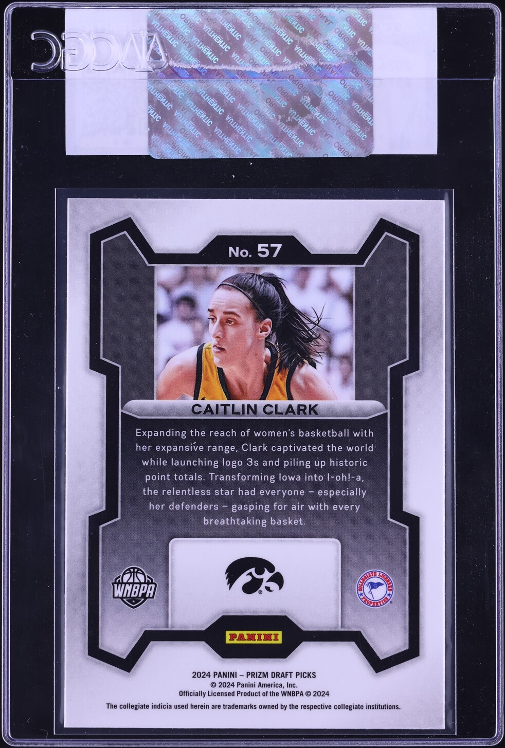 2024 Panini Prizm Draft Picks Caitlin Clark ROOKIE #57 CGC AUTH