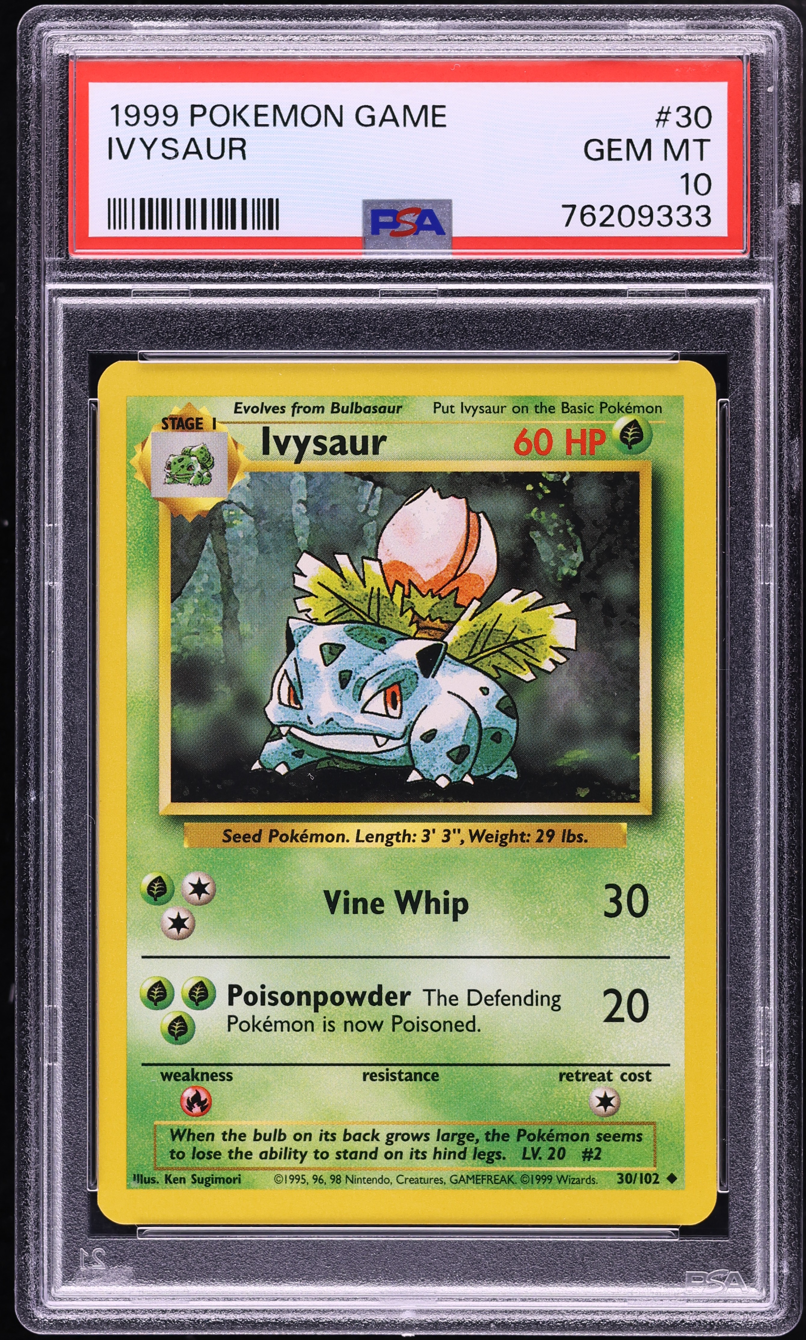 1999 Pokemon Base Set Ivysaur #30 PSA 10 GEM MINT