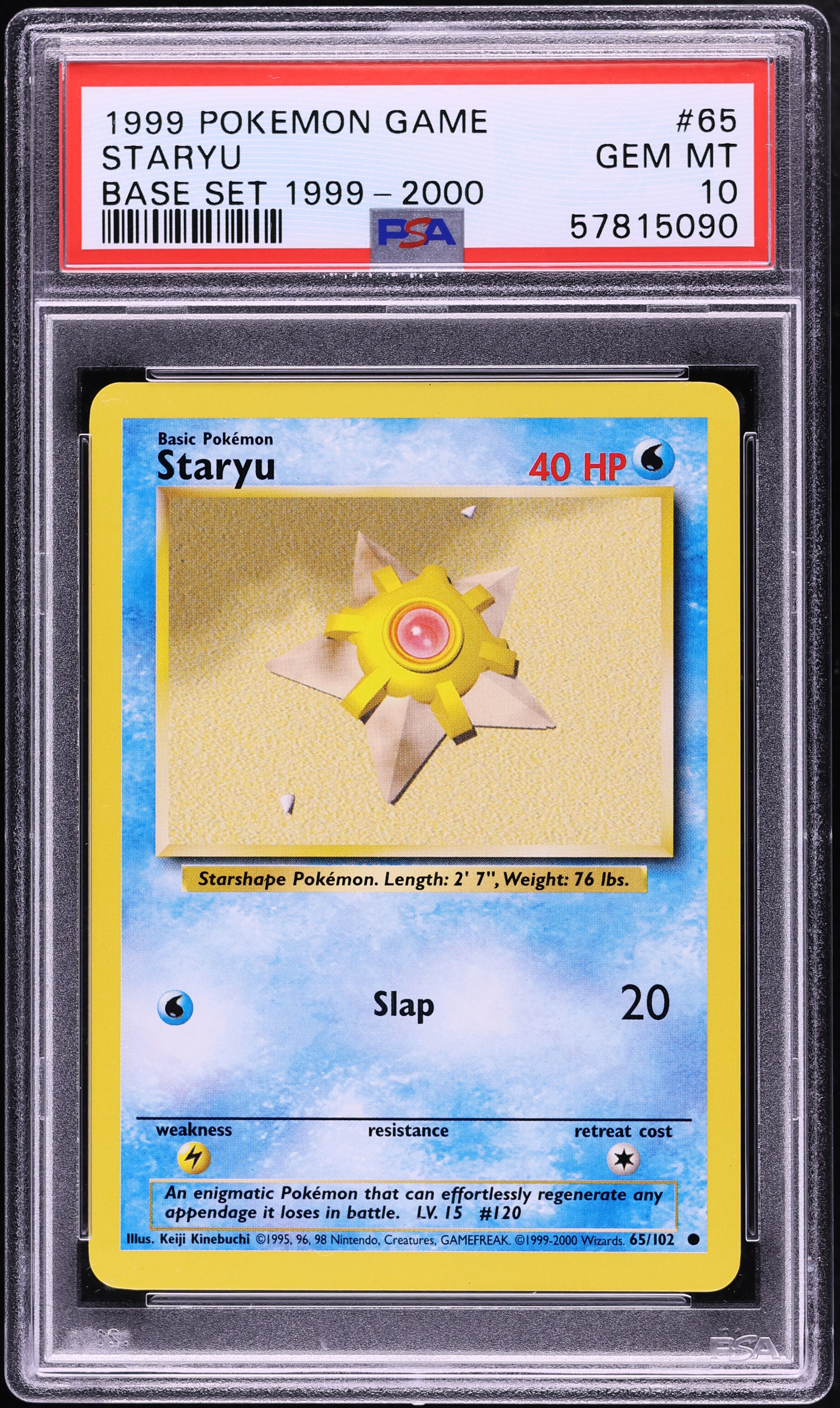 1999-2000 Pokemon Base Set Staryu #65 PSA 10 GEM MINT