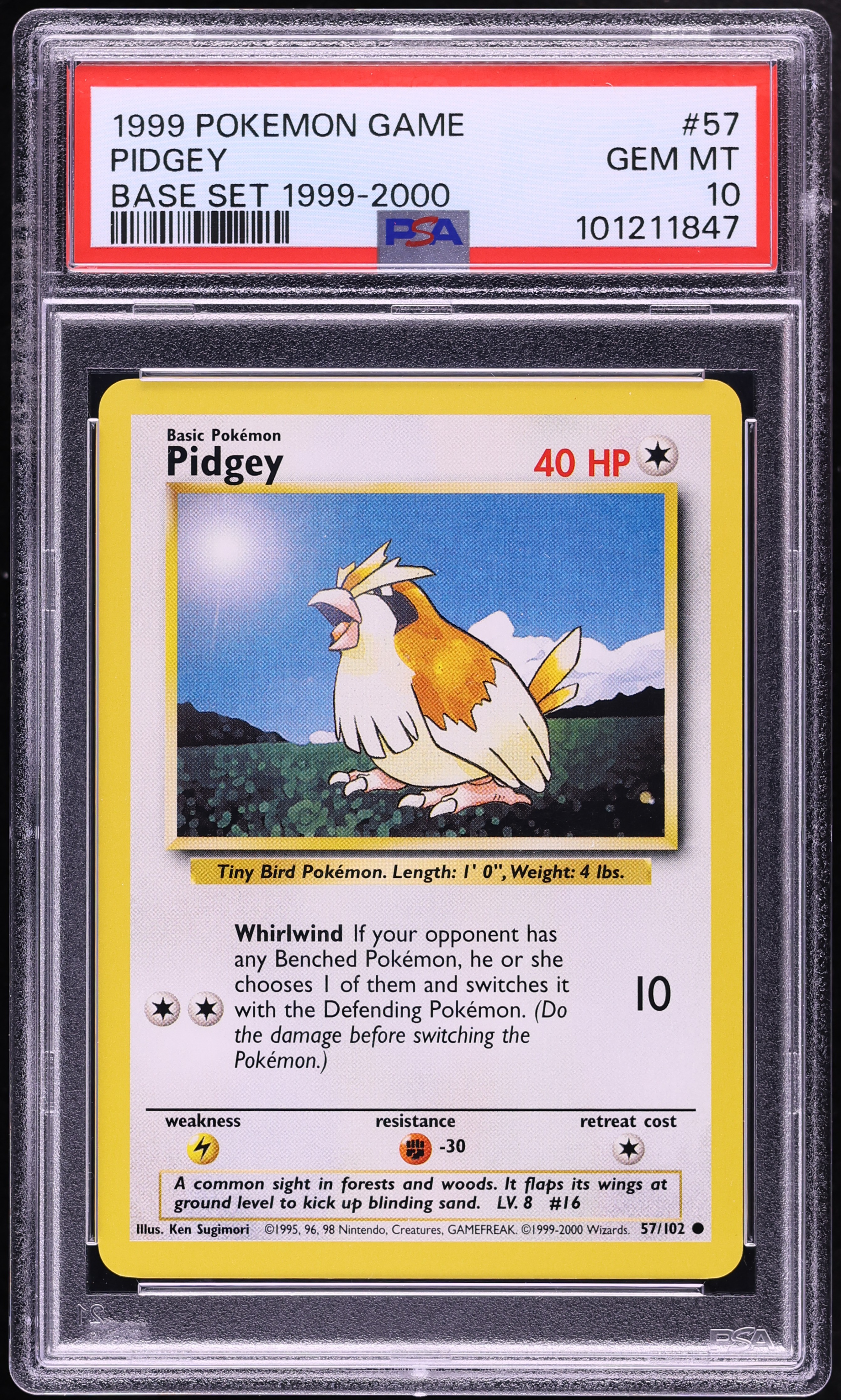 1999-2000 Pokemon Base Set Pidgey #57 PSA 10 GEM MINT