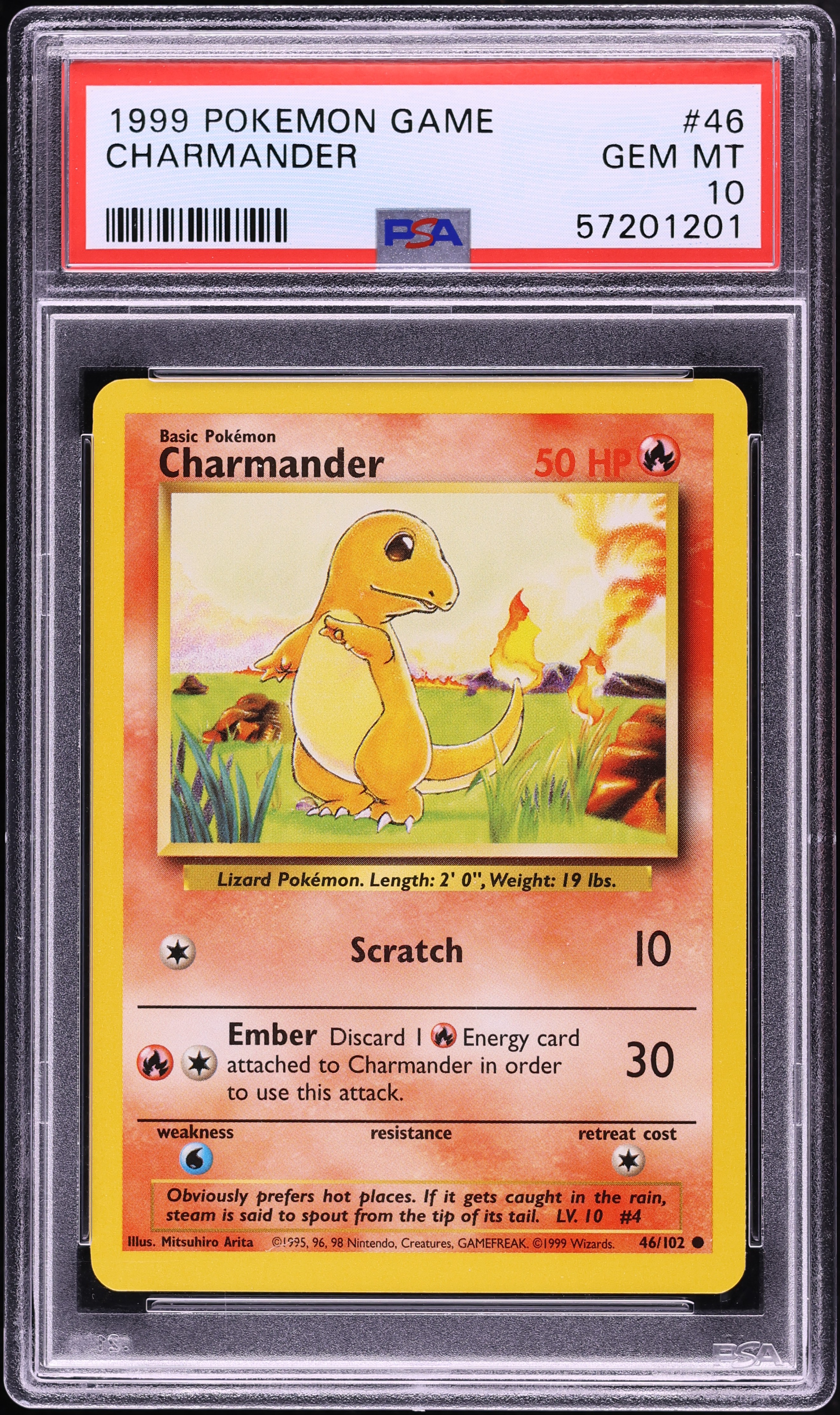 1999 Pokemon Base Set Charmander #46 PSA 10 GEM MINT