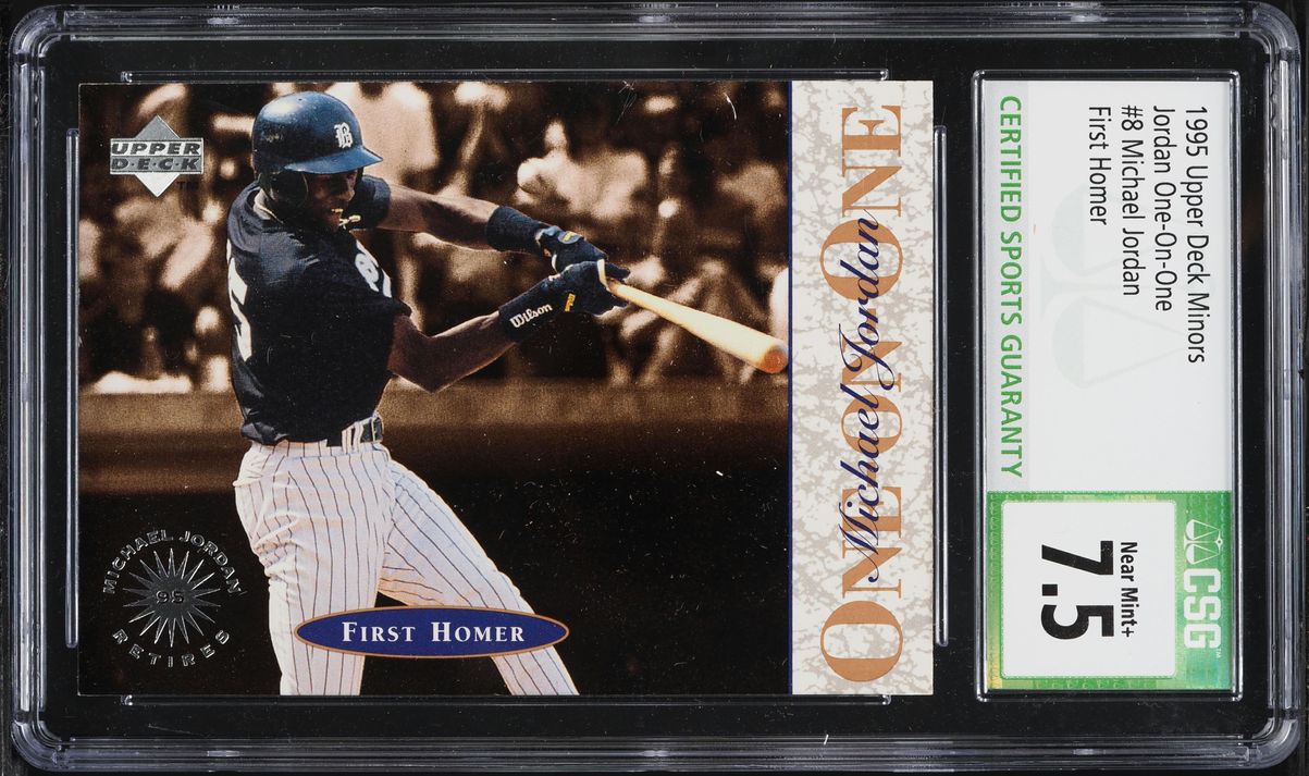 1995 Upper Deck Minors Jordan One-On-One First Homer Michael Jordan #8 CSG 7.5 NRMT+