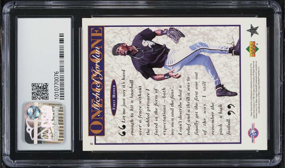 1995 Upper Deck Minors Jordan One-On-One First Homer Michael Jordan #8 CSG 7.5 NRMT+