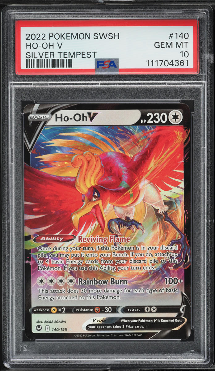 2022 Pokemon Sword & Shield Silver Tempest Ho-Oh V #140 PSA 10 GEM MINT