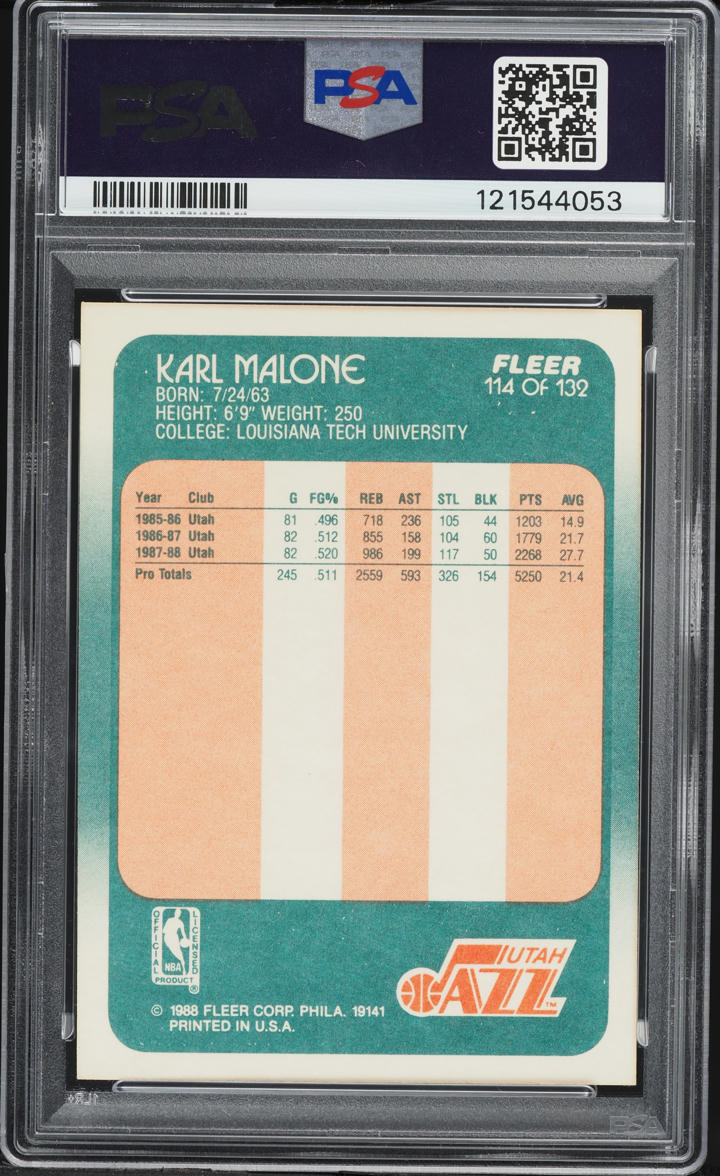 1988 Fleer Basketball Karl Malone #114 PSA 9 MINT