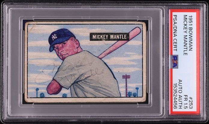 1951 Bowman Mickey Mantle ROOKIE AUTO #253 PSA 1.5 FR
