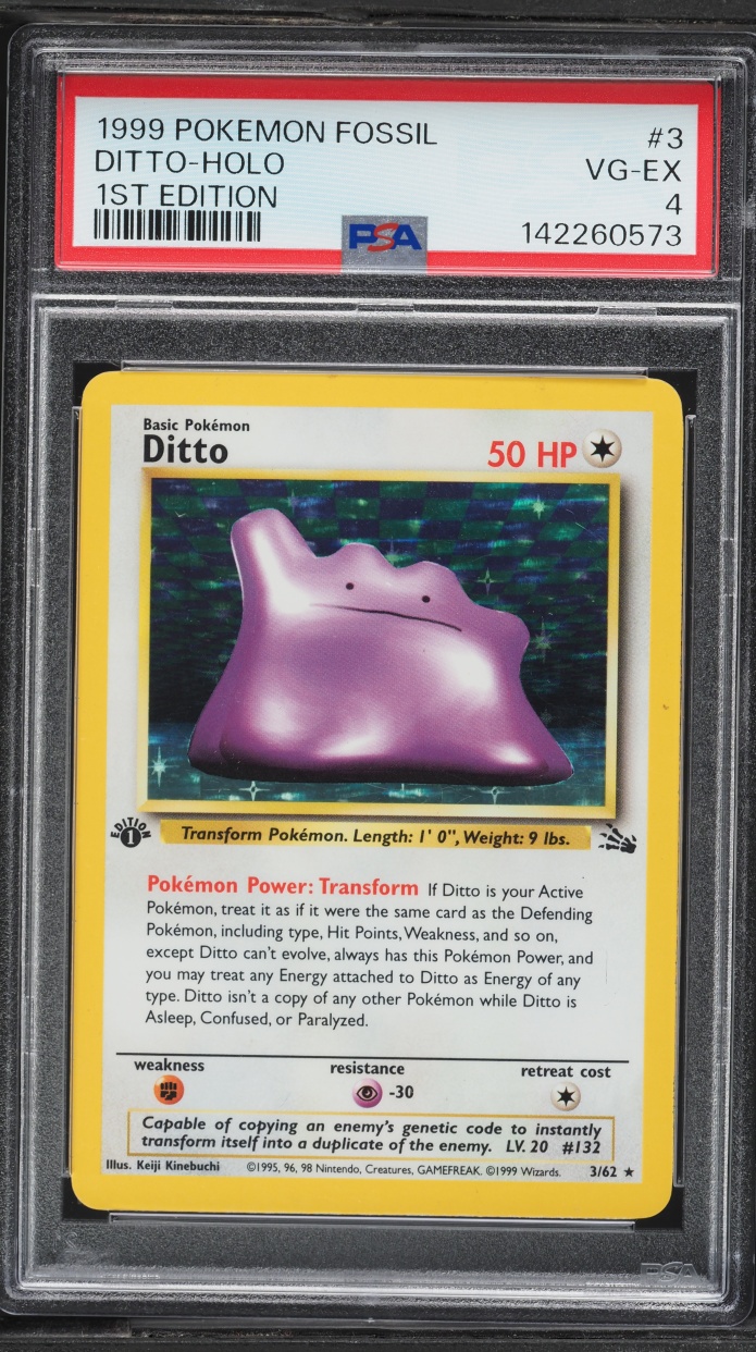 1999 Pokemon Fossil 1st Edition Holo Ditto #3 PSA 4 VGEX