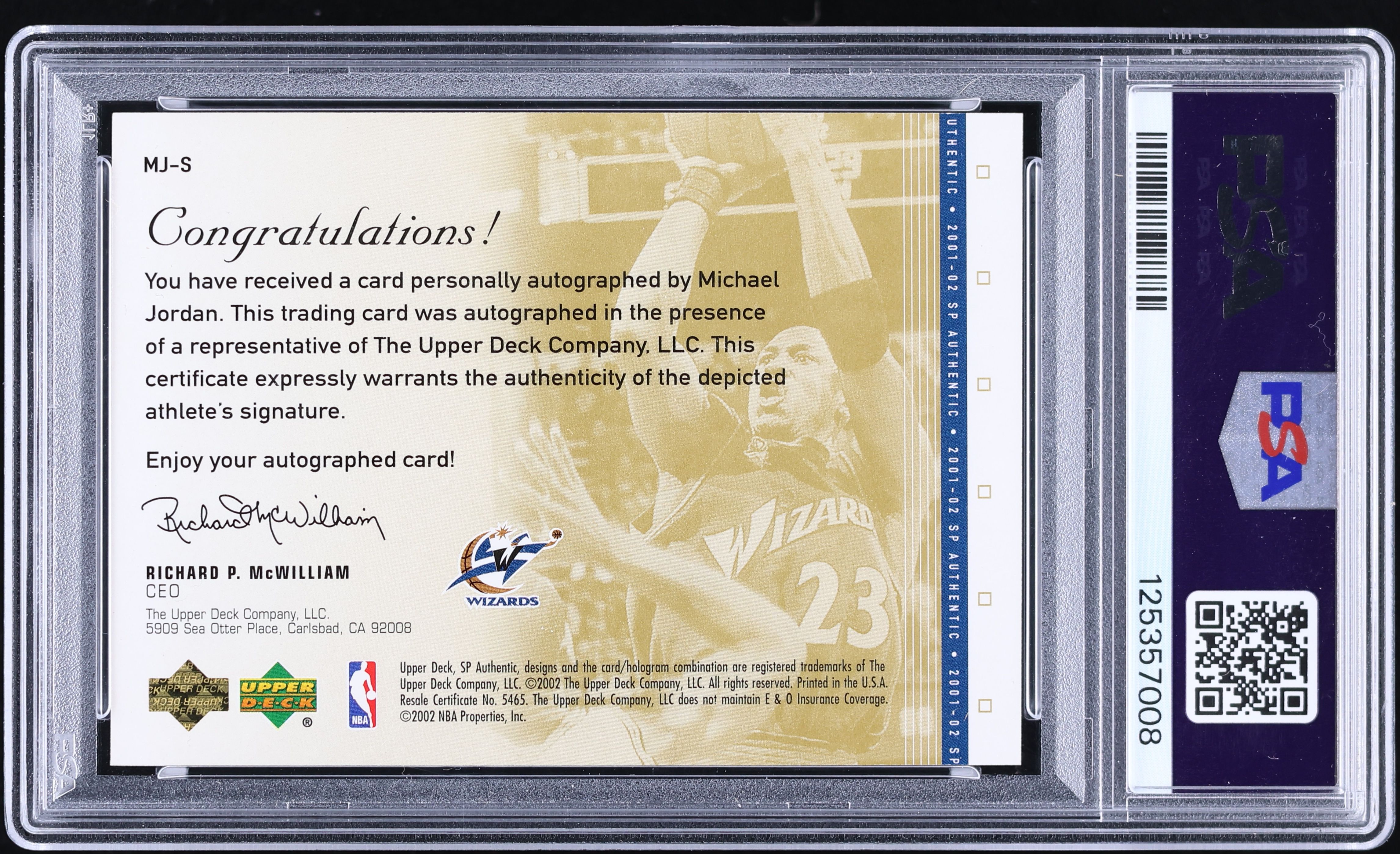2001 SP Authentic Star Signatures Michael Jordan AUTO DNA 10 /75