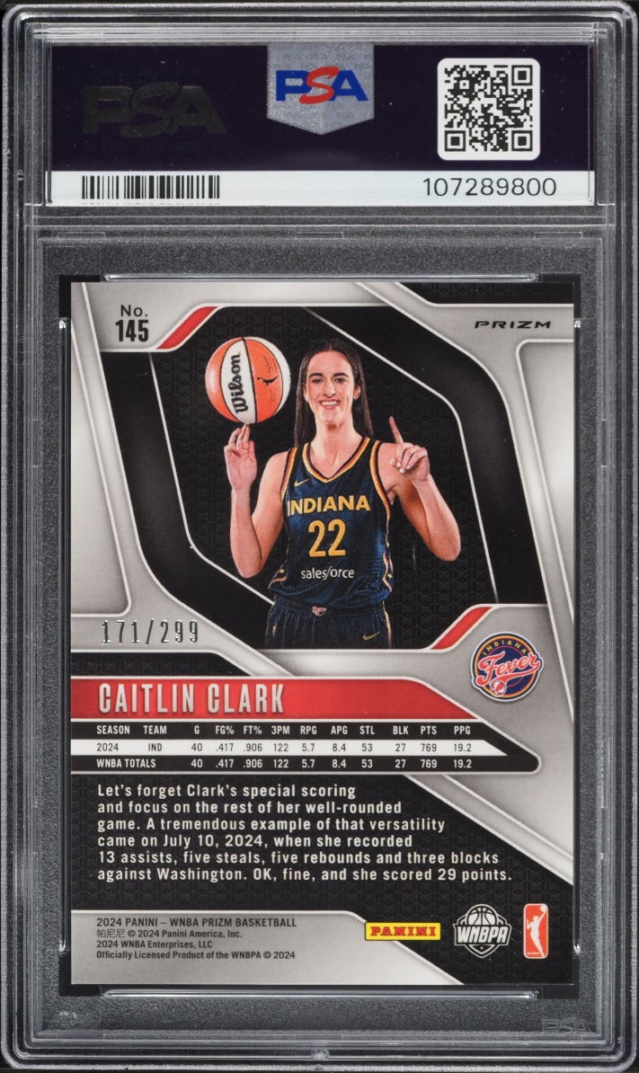 2024 Panini Prizm WNBA Red Caitlin Clark ROOKIE /299 #145 PSA 10 GEM MINT