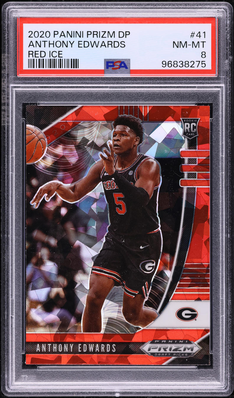 2020 Panini Prizm Draft Red Ice Anthony Edwards ROOKIE #41 PSA 8 NM-MT