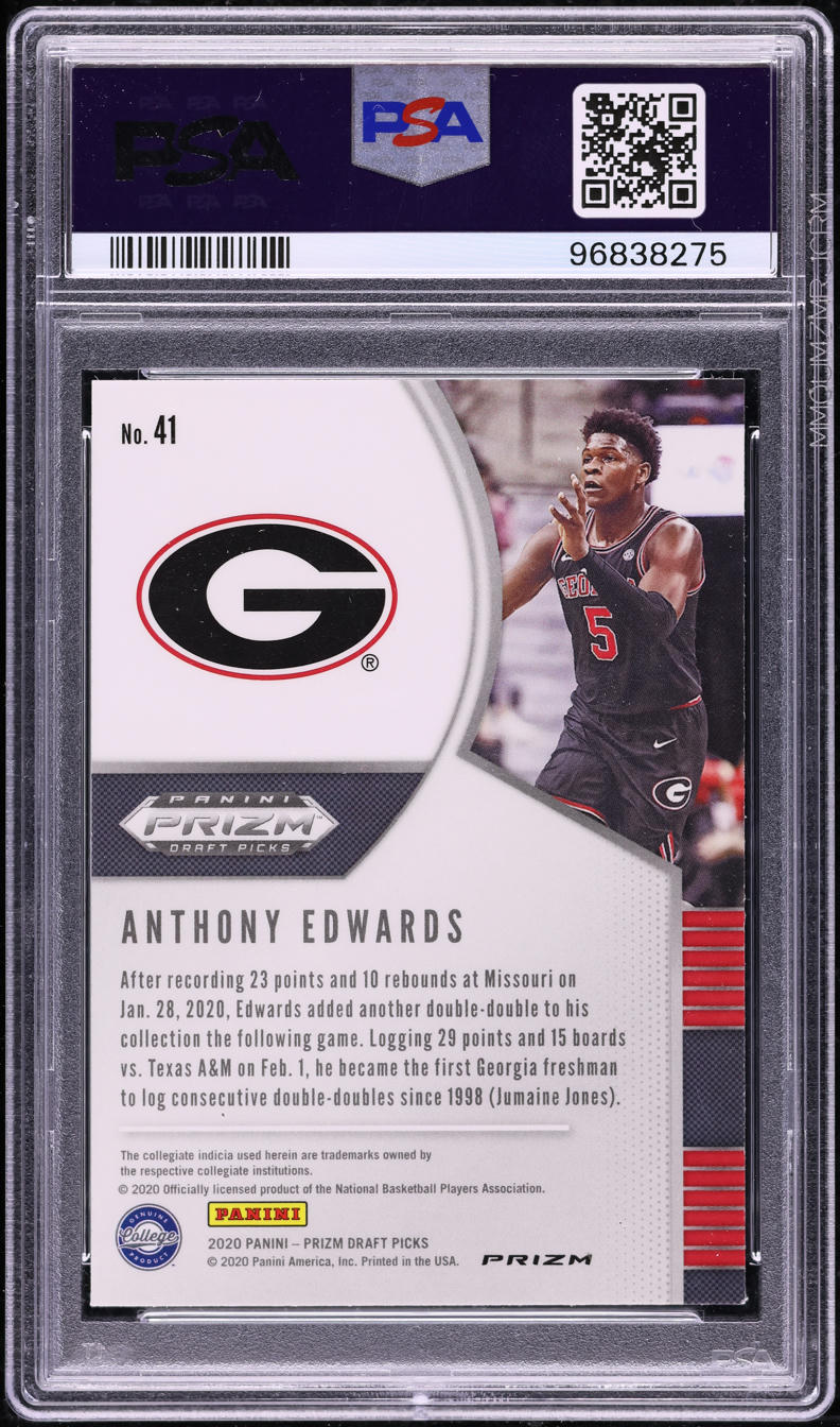 2020 Panini Prizm Draft Red Ice Anthony Edwards ROOKIE #41 PSA 8 NM-MT