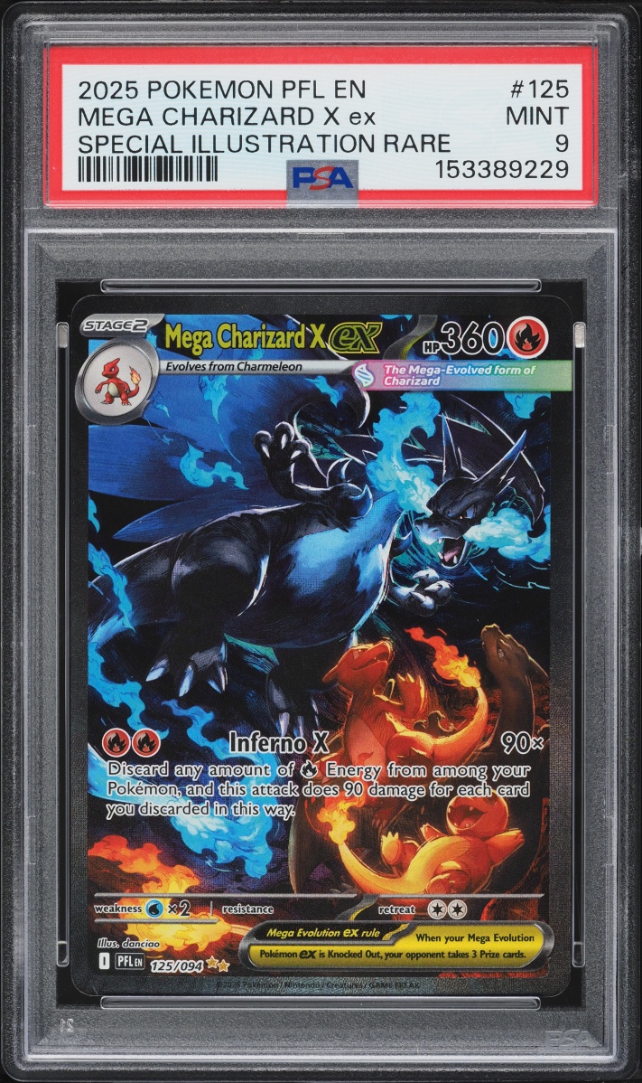 2025 Pokemon Mega Evolution Phantasmal Flames SIR Mega Charizard X ex #125 PSA 9 MINT