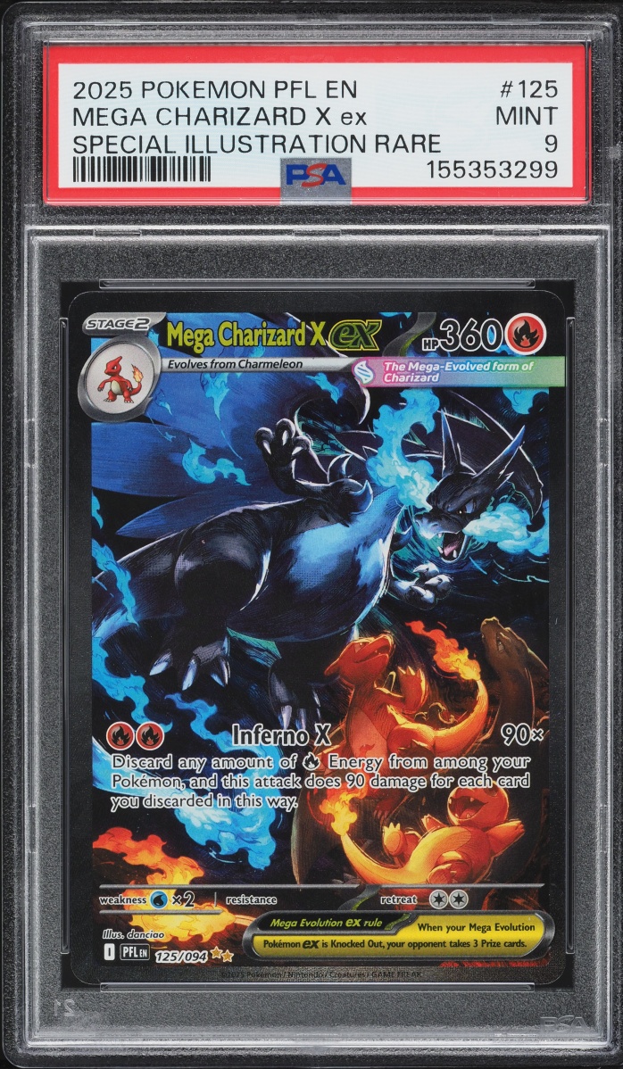 2025 Pokemon Mega Evolution Phantasmal Flames SIR Mega Charizard X ex #125 PSA 9 MINT
