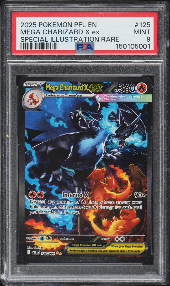 2025 Pokemon Mega Evolution Phantasmal Flames SIR Mega Charizard X ex #125 PSA 9 MINT
