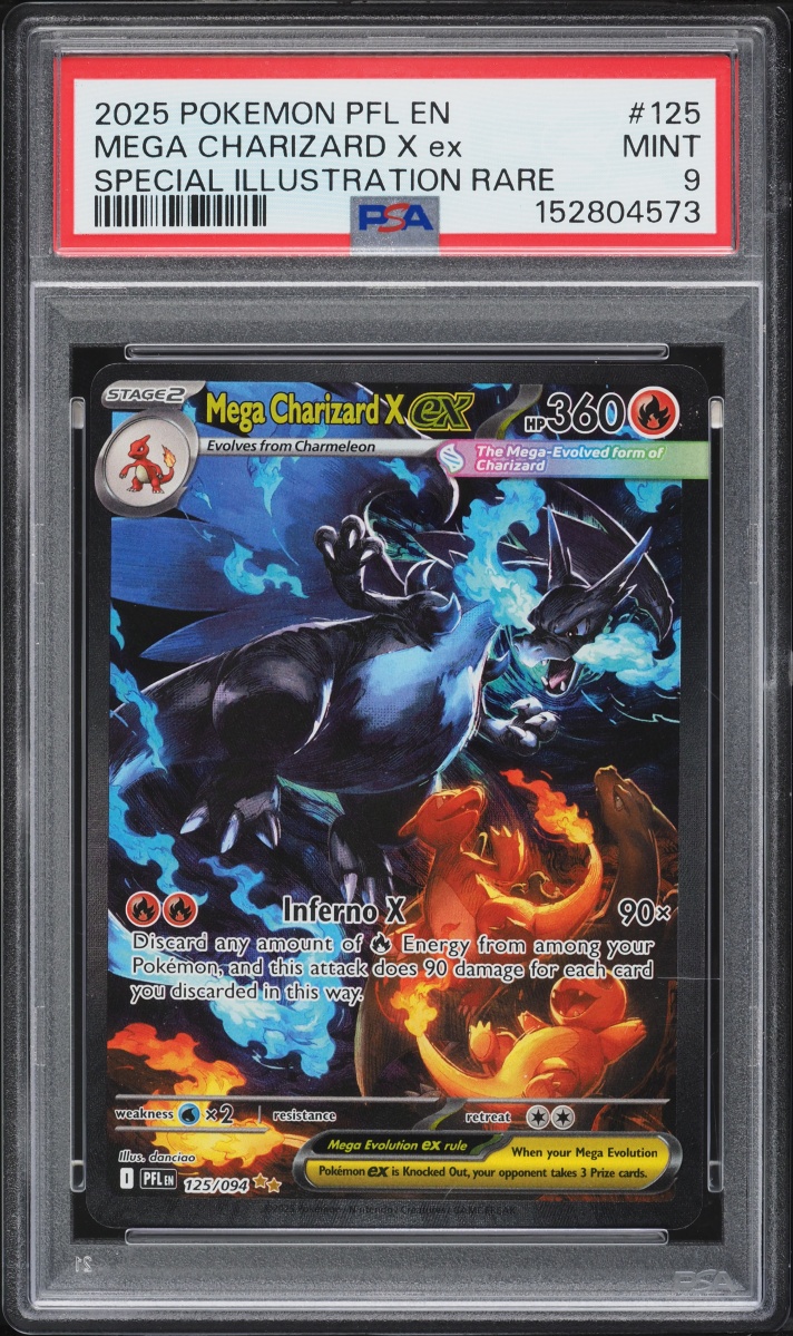 2025 Pokemon Mega Evolution Phantasmal Flames SIR Mega Charizard X ex #125 PSA 9 MINT