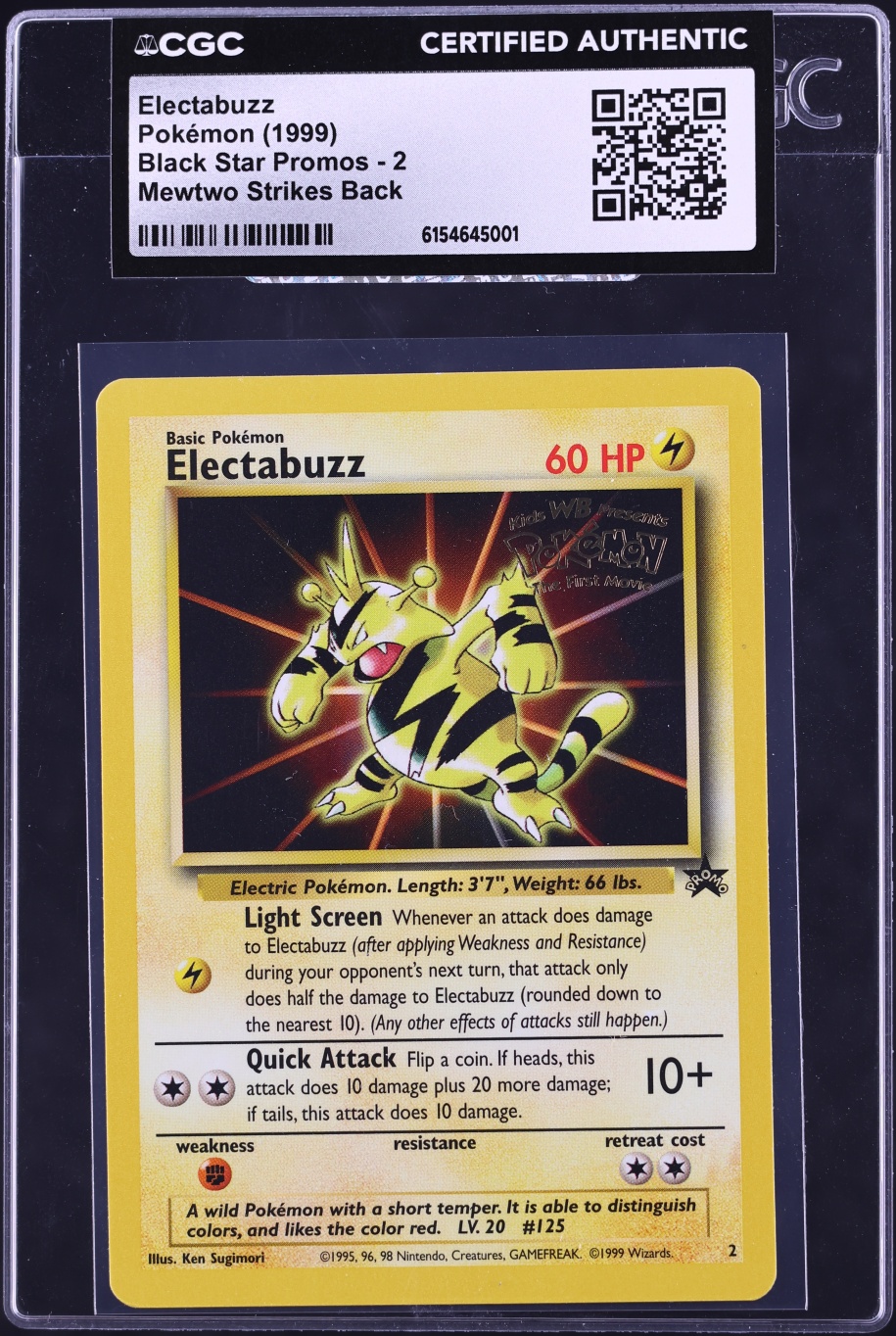 1999 Pokemon Movie Black Star Promo Electabuzz #2 CGC AUTH