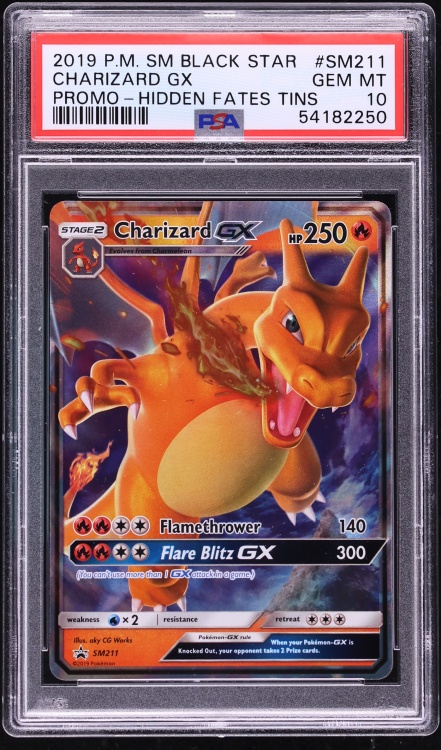 2019 Pokemon Sun & Moon Promo Hidden Fates Tin Charizard GX #SM211 PSA 10 GEM MINT