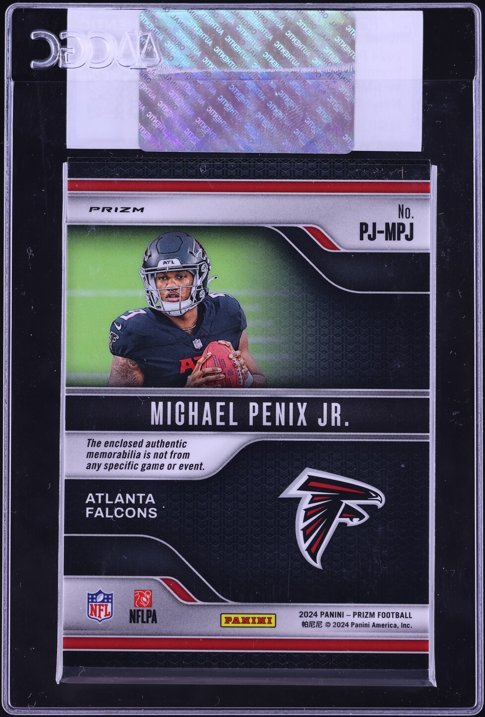 2024 Panini Prizm Premier Neon Green Pulsar Michael Penix Jr. ROOKIE PATCH #PJ-MPJ CGC AUTH