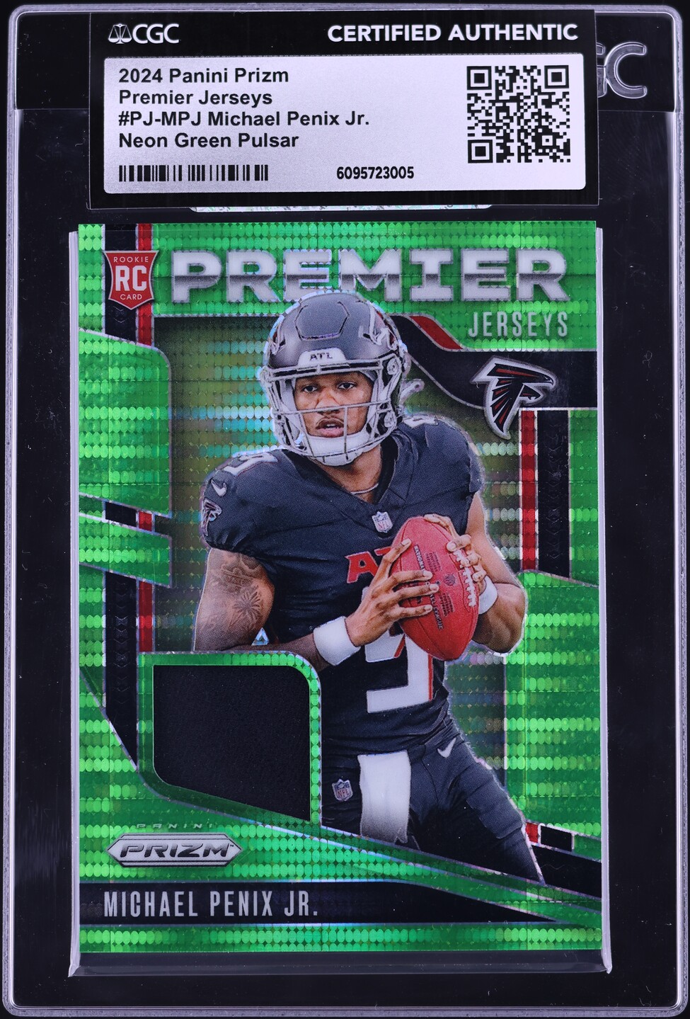 2024 Panini Prizm Premier Neon Green Pulsar Michael Penix Jr. ROOKIE PATCH #PJ-MPJ CGC AUTH