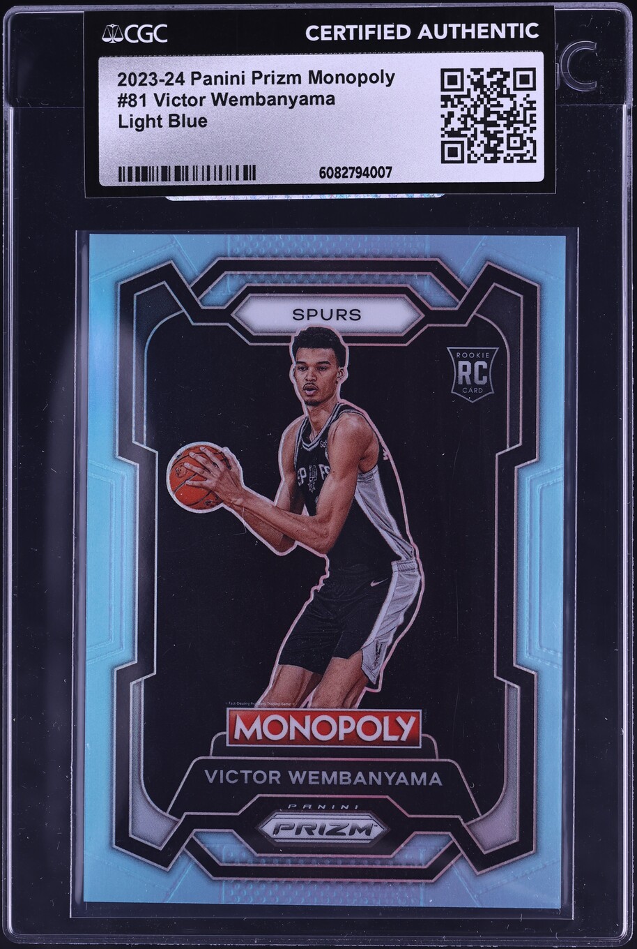 2023 Panini Prizm Monopoly Light Blue Victor Wembanyama ROOKIE /199 #81 CGC AUTH