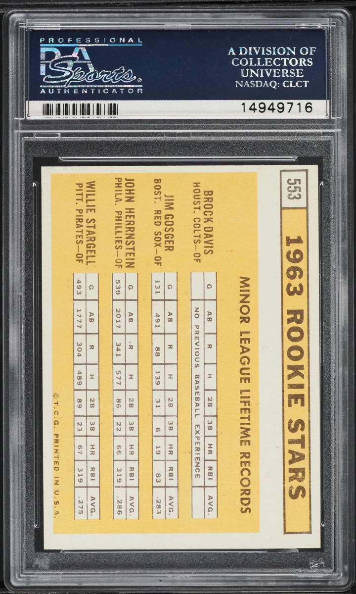 1963 Topps Willie Stargell ROOKIE #553 PSA 8 NM-MT