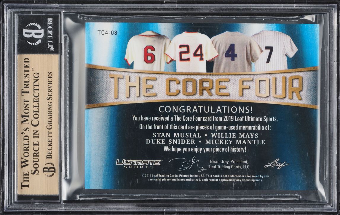 2019 Leaf US The Core 4 Bronze Spectrum Foil Musial Mays Snider Mantle PATCH /15 BGS 9.5 GEM