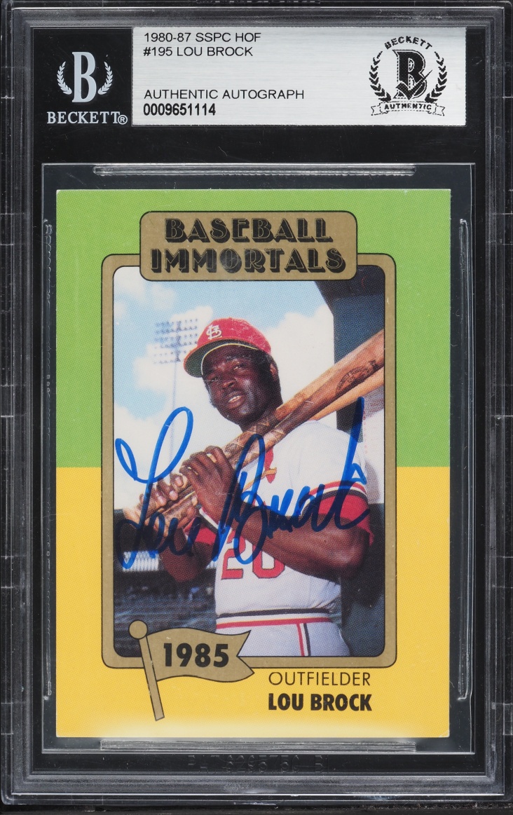1980 SSPC Hall Of Fame Lou Brock AUTO #195 BGS AUTH