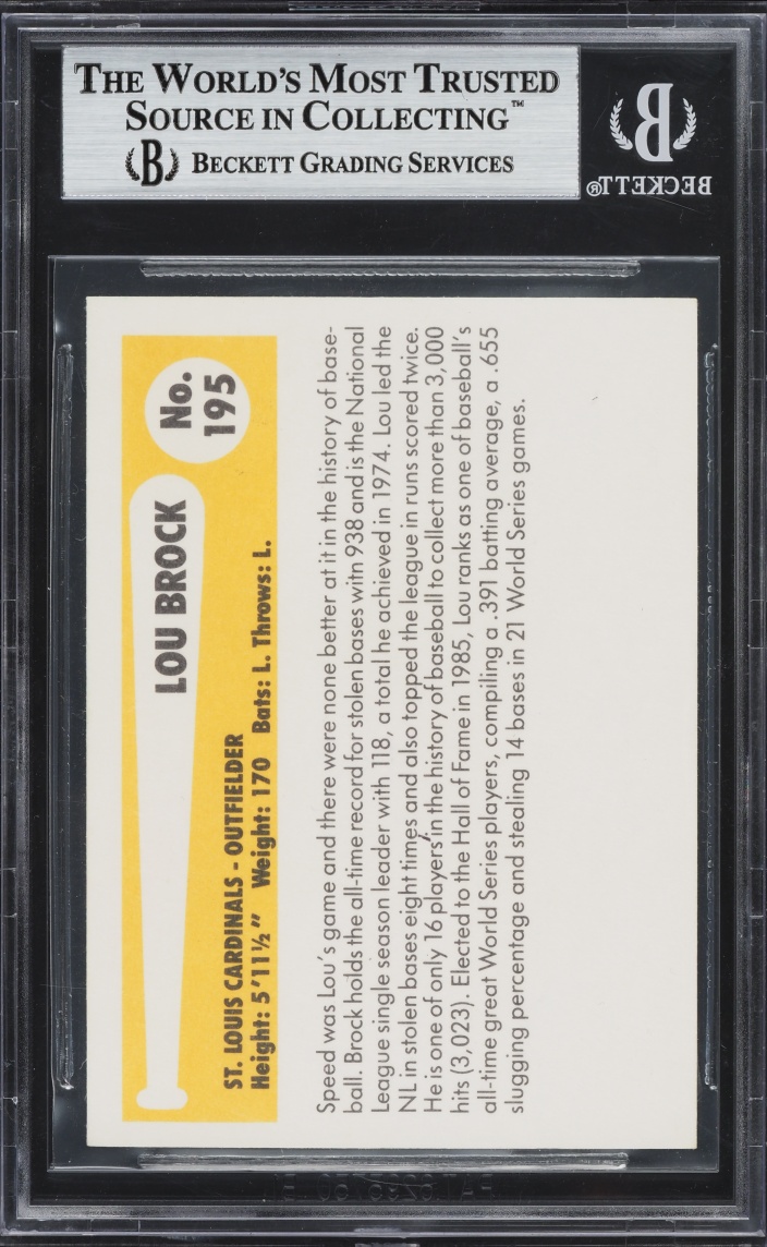 1980 SSPC Hall Of Fame Lou Brock AUTO #195 BGS AUTH