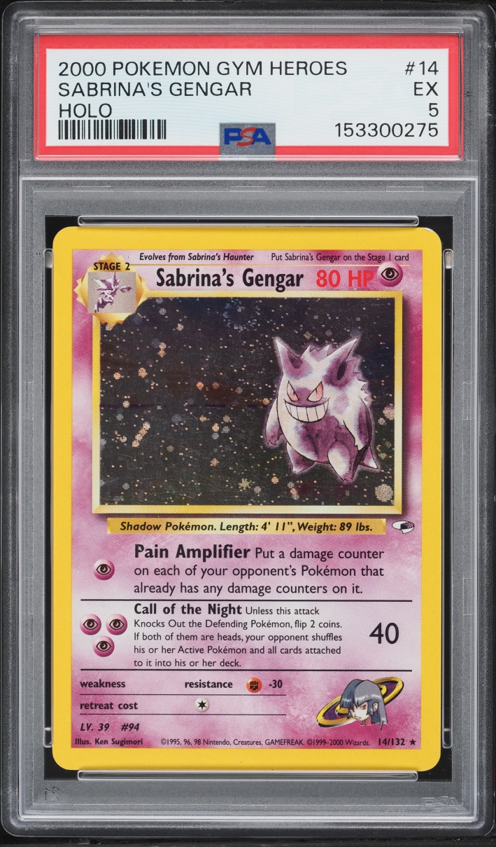 2000 Pokemon Gym Heroes Holo Sabrina's Gengar #14 PSA 5 EX