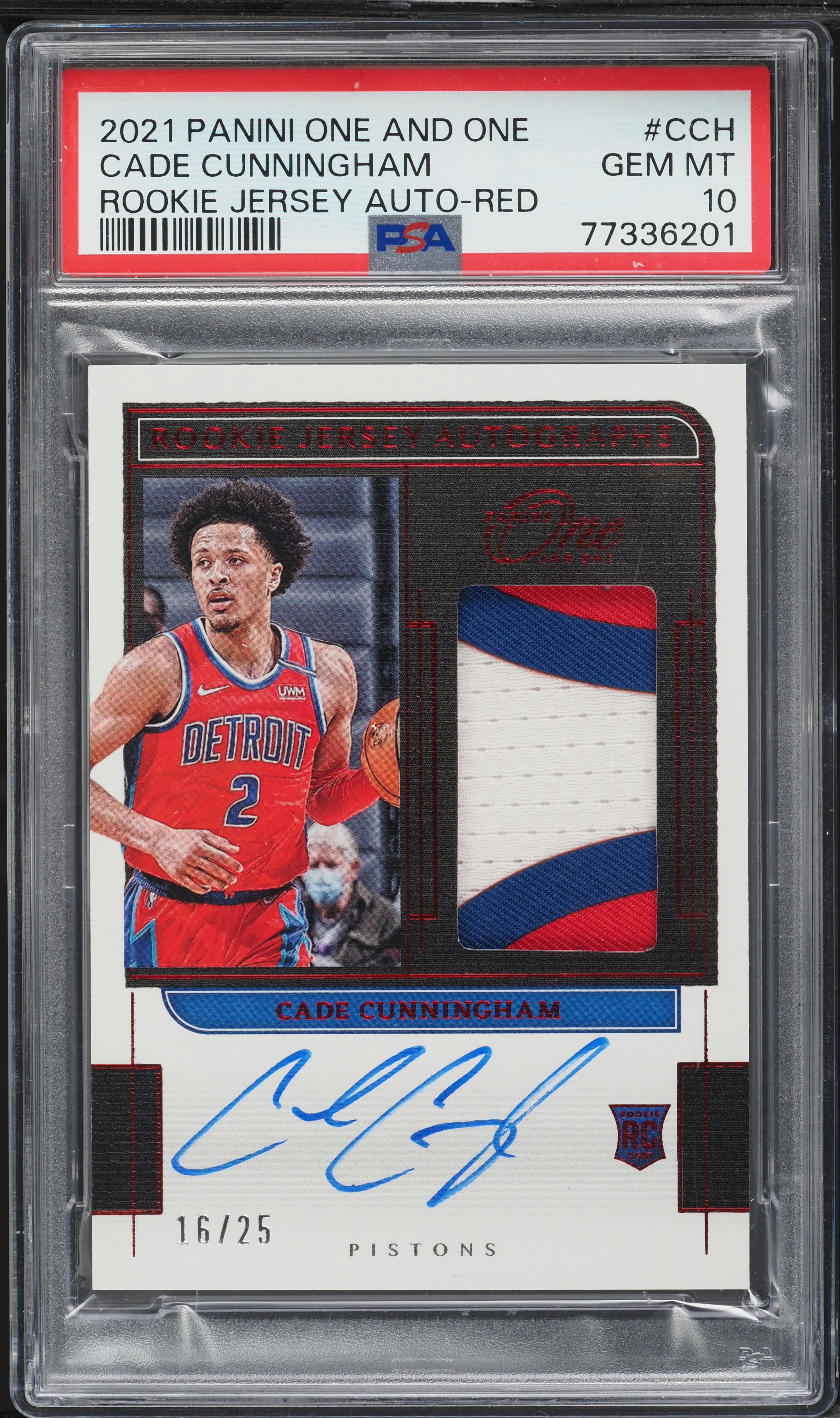 2021 Panini One and One Red Cade Cunningham ROOKIE PATCH