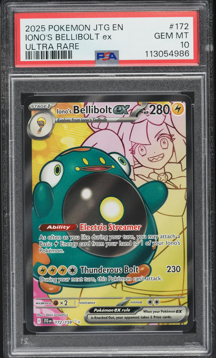 2025 Pokemon SV Journey Together Full Art Iono's Bellibolt ex #172 PSA 10 GEM
