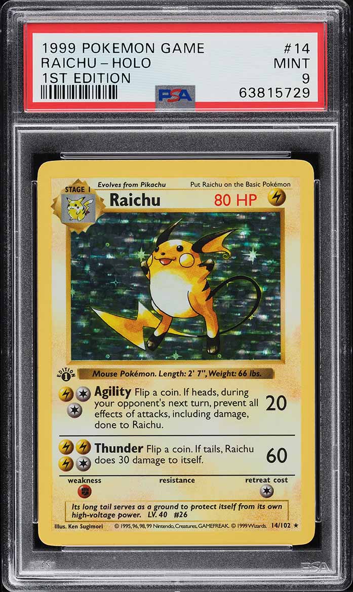 Raichu 14 Base Set ライチュウ ★ Holofoil 1999 Pokemon Base Set Holo Raichu #14 CGC 9 MINT on Fanatics Collect