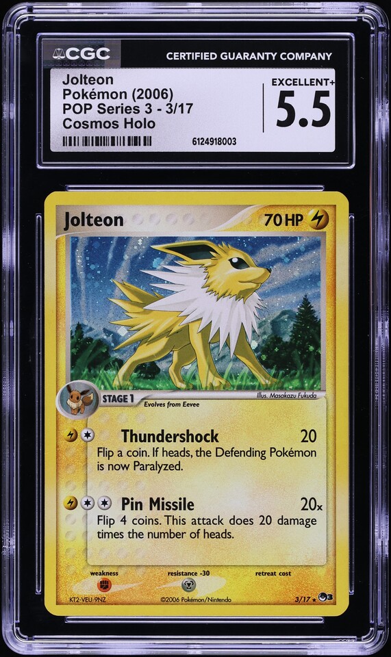 2006 Pokemon POP Series 3 Cosmos Holo Jolteon #3 CGC 5.5 EX+