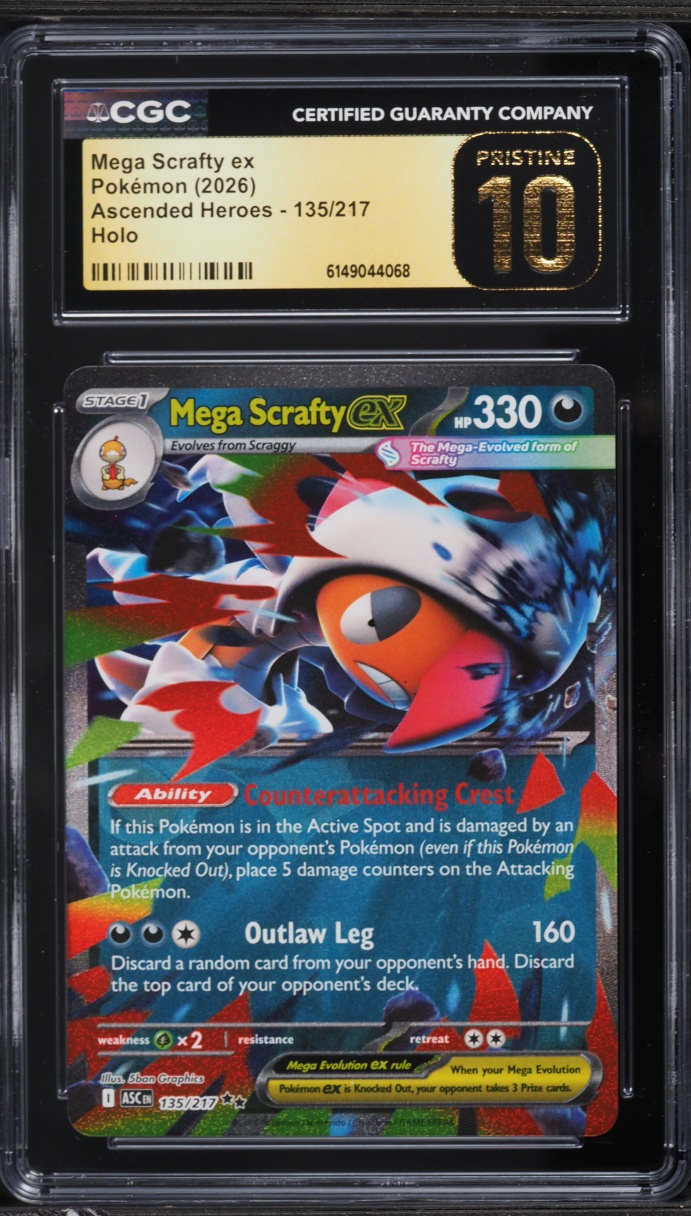 2026 Pokemon Mega Evolution Ascended Heroes Holo Mega Scrafty ex #135 CGC 10 PRISTINE