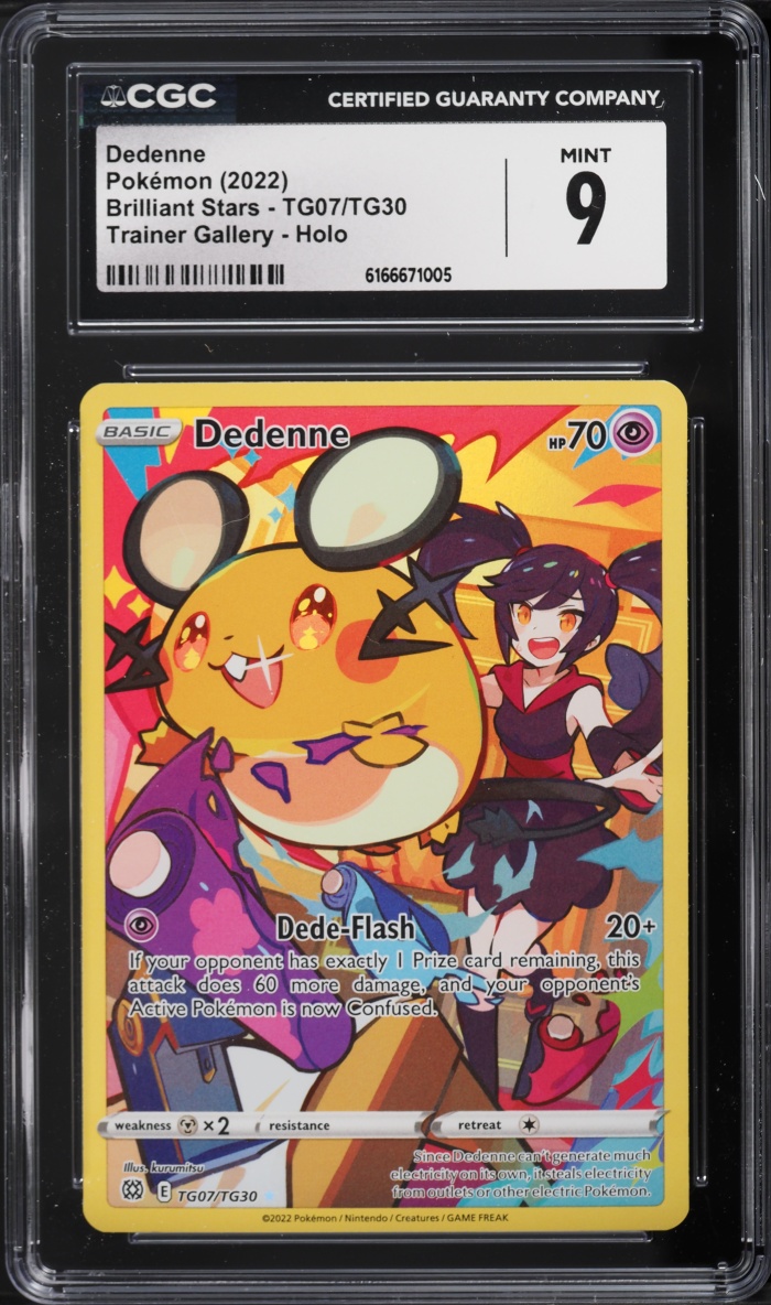 2022 Pokemon Sword & Shield Brilliant Stars Trainer Gallery Full Art Dedenne #TG07 CGC 9 MINT