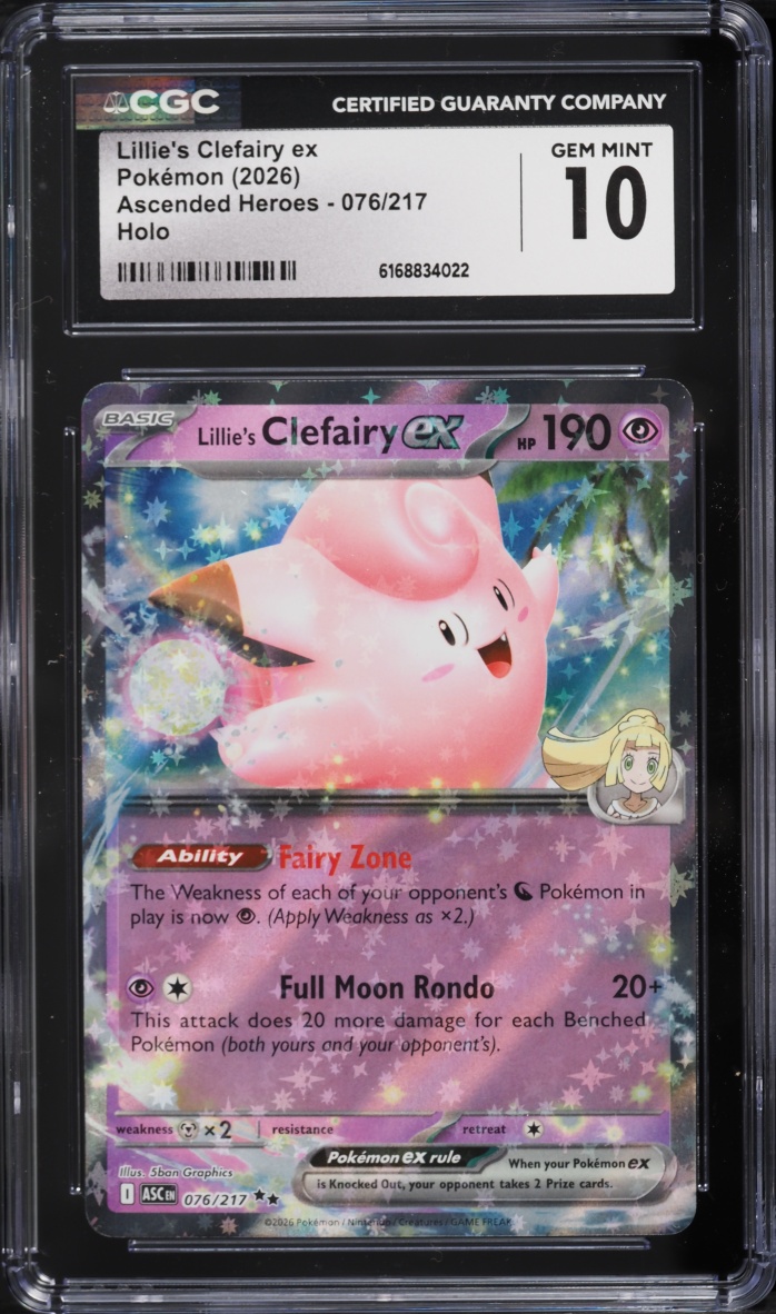 2026 Pokemon Mega Evolution Ascended Heroes Holo Lillie's Clefairy EX #76 CGC 10 GEM MINT