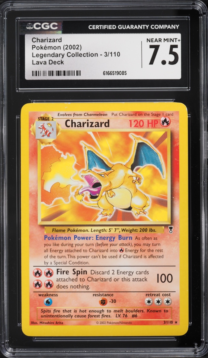 2002 Pokemon Legendary Collection Lava Deck Charizard #3 CGC 7.5 NRMT+