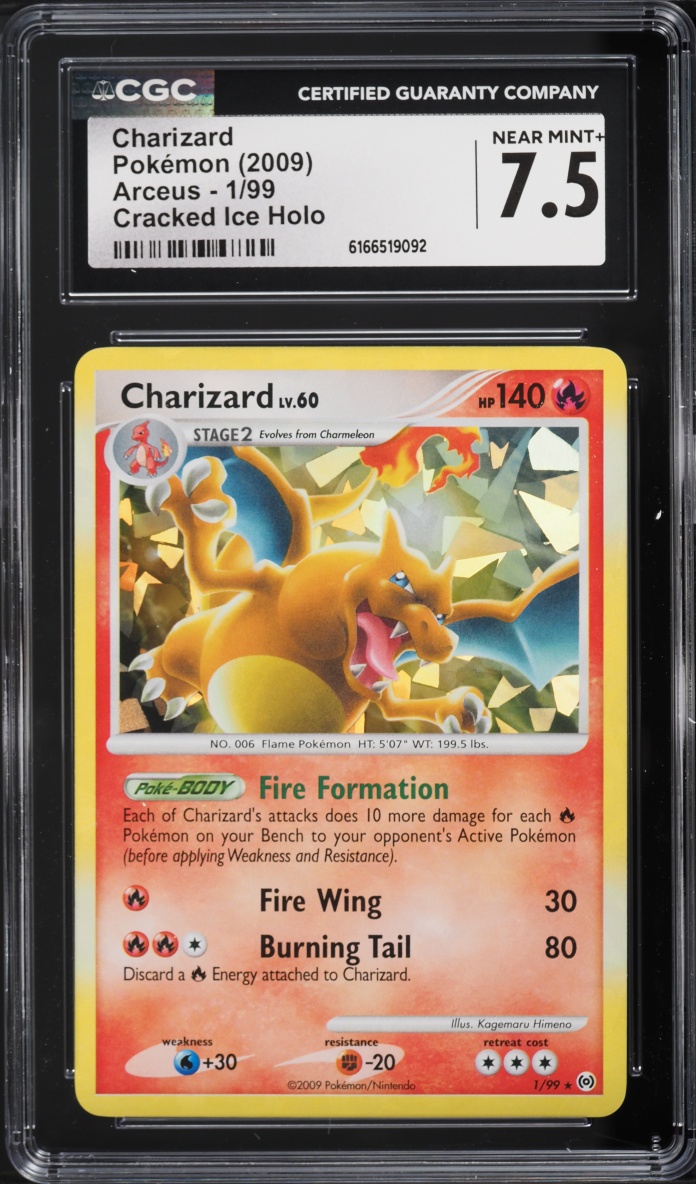 2009 Pokemon Platinum Arceus Cracked Ice Holo Charizard #1 CGC 7.5 NRMT+
