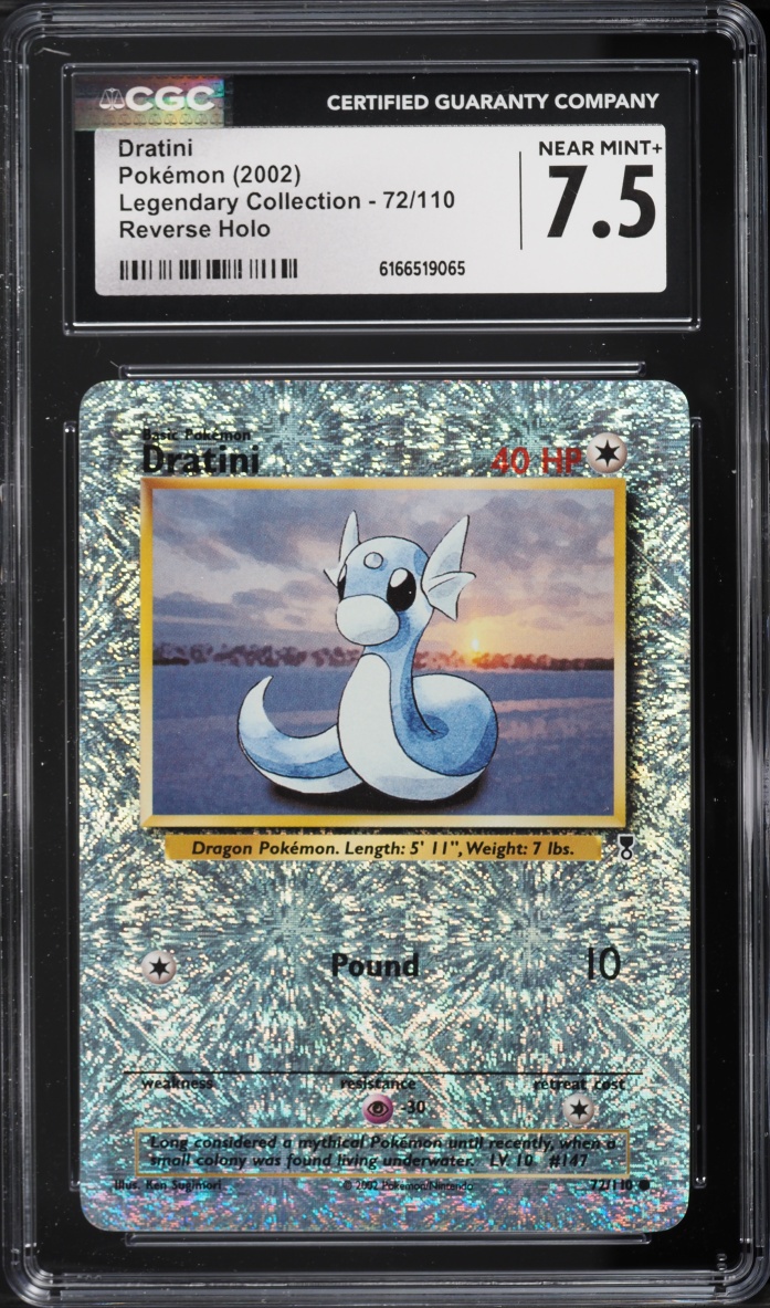 2002 Pokemon Legendary Collection Reverse Holo Dratini #72 CGC 7.5 NRMT+