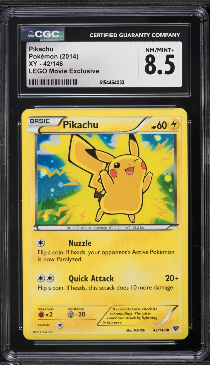 2014 Pokemon XY LEGO Movie Exclusive Pikachu #42 CGC 8.5 NM-MT+