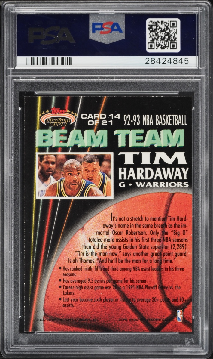 1992 Stadium Club Beam Team Members Only Tim Hardaway #14 PSA 9 MINT