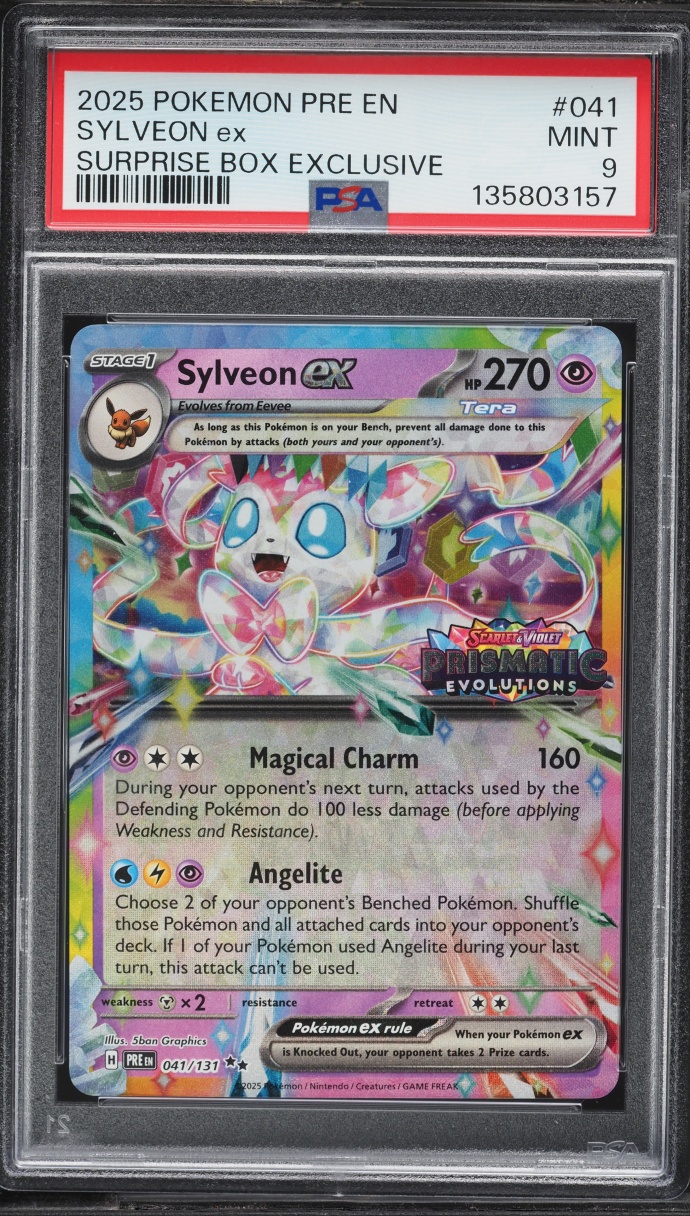 2025 Pokemon SV Prismatic Evolutions Surprise Box Exclusive Holo Sylveon ex #41 PSA 9 MINT