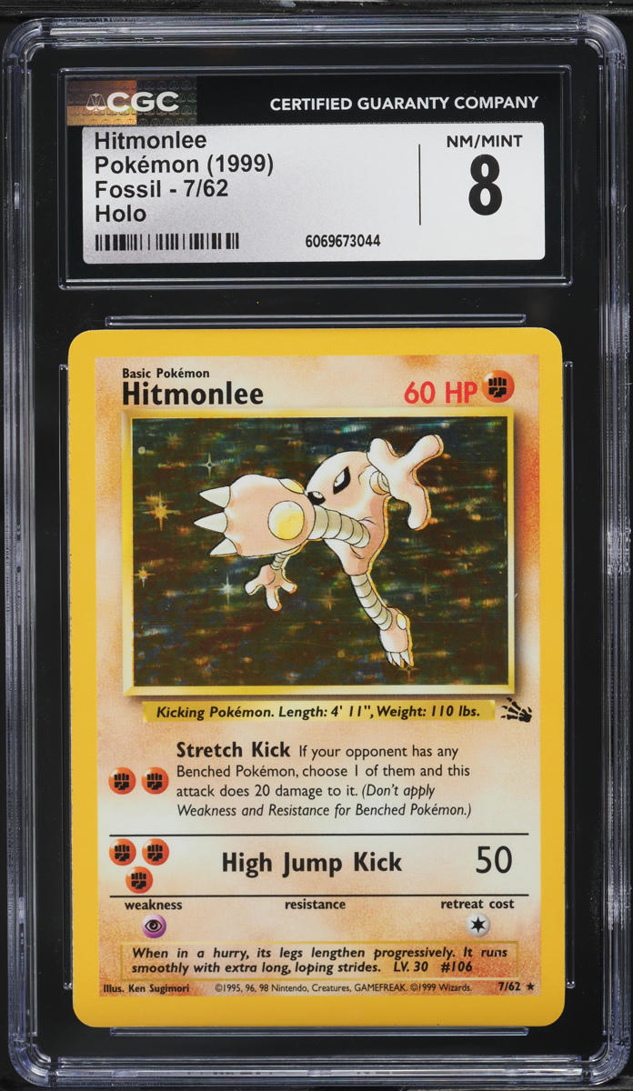 1999 Pokemon Fossil Holo Hitmonlee #7 CGC 8 NM-MT
