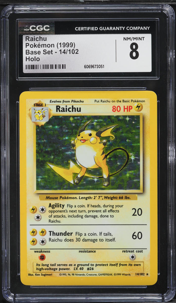 1999 Pokemon Base Set Holo Raichu #14 CGC 8 NM-MT