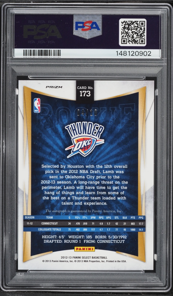 2012 Select Gold Prizm Jeremy Lamb ROOKIE AUTO /10 #173 PSA 10 GEM MINT