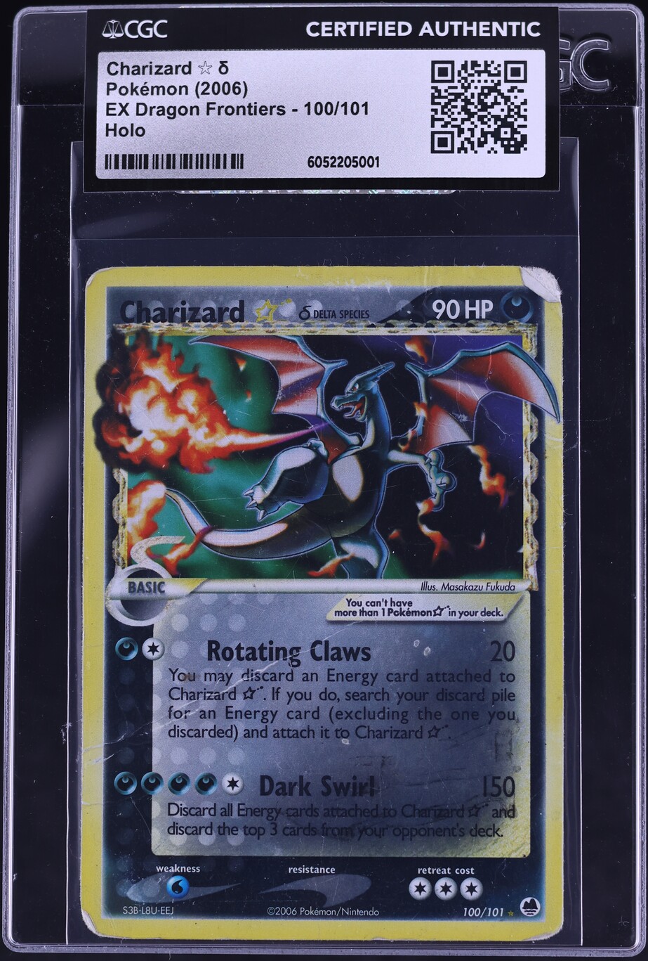 2006 Pokemon EX Dragon Frontiers Holo Charizard Gold Star #100 CGC AUTH