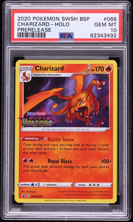 2020 Pokemon SWSH Promo Vivid Voltage Prerelease Holo Charizard #66 PSA 10 GEM MINT